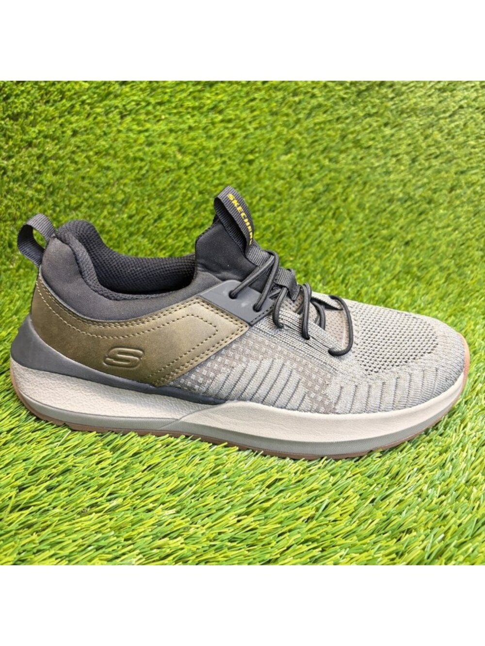 Skechers Neville Calhan Mens Size 8.5 Gray Olive Athletic Running Shoes Sneakers